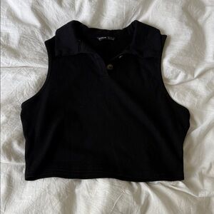 Black Sleeveless Crop Top